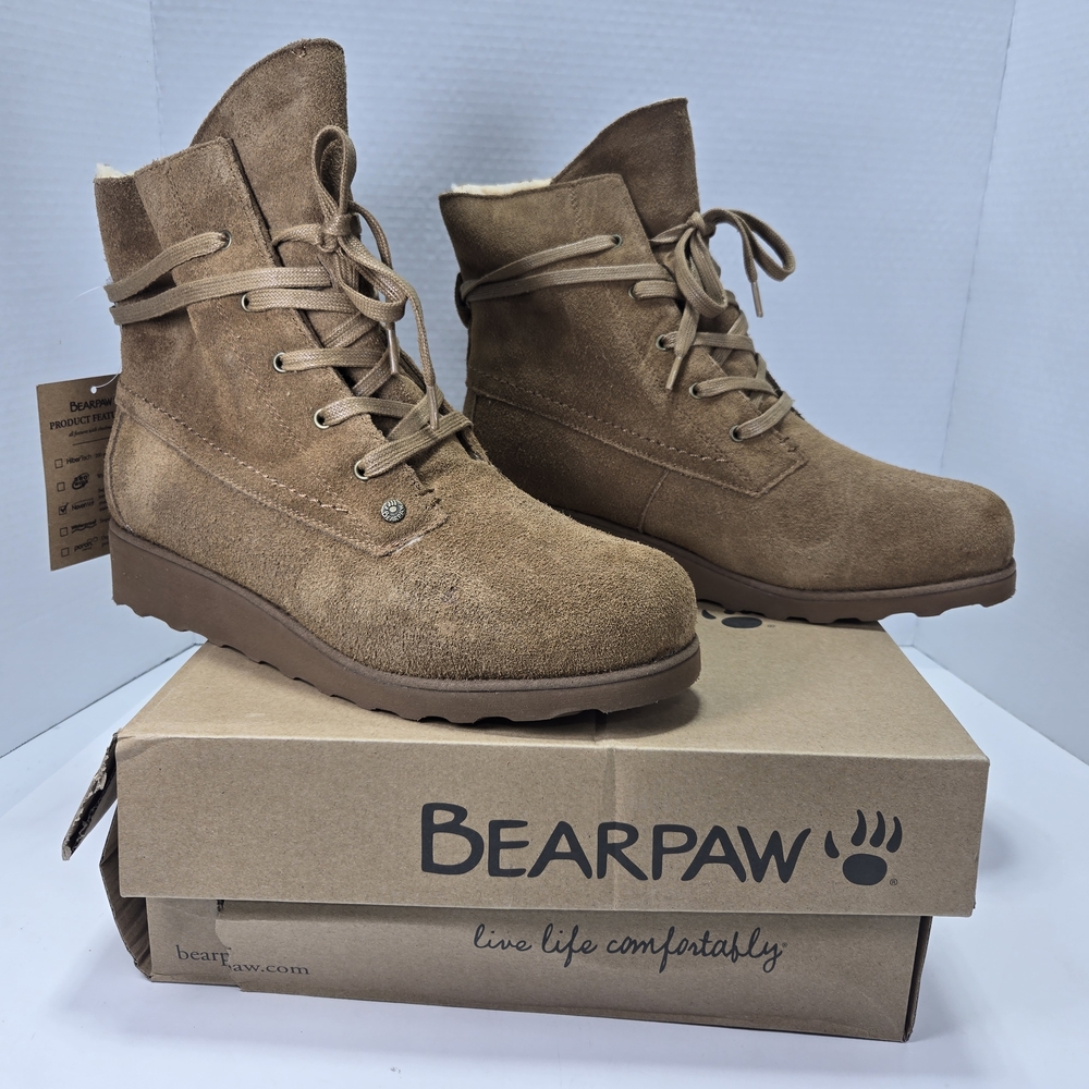 Bearpaw Krista Hickory Suede Lace Up Boots Women's Size 12